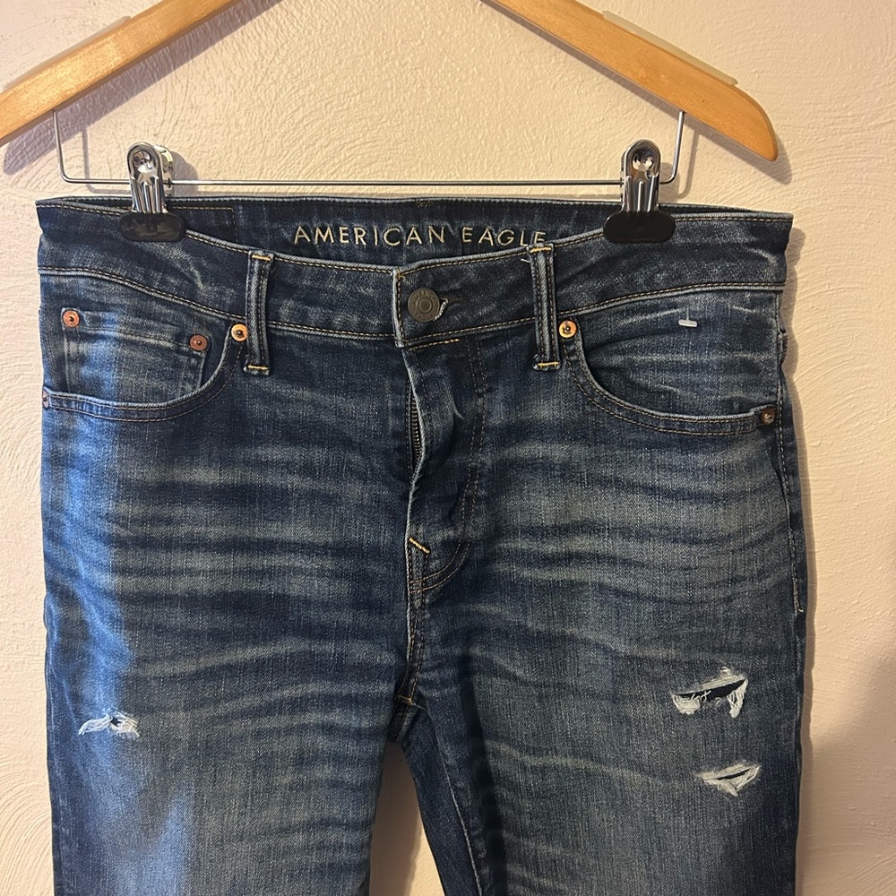 American Eagle Men’s Airflex+ Athletic Skinny Navy Blue Jeans. 32x32 - Picture 2 of 13